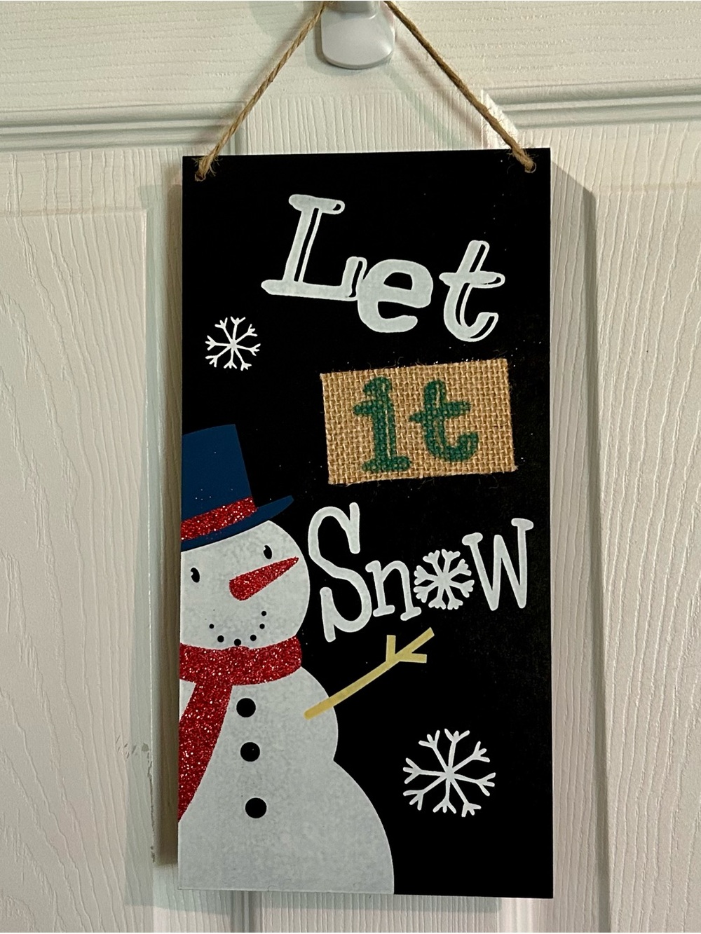 Black 'Let It Snow' Holiday Wall Sign with Snowman